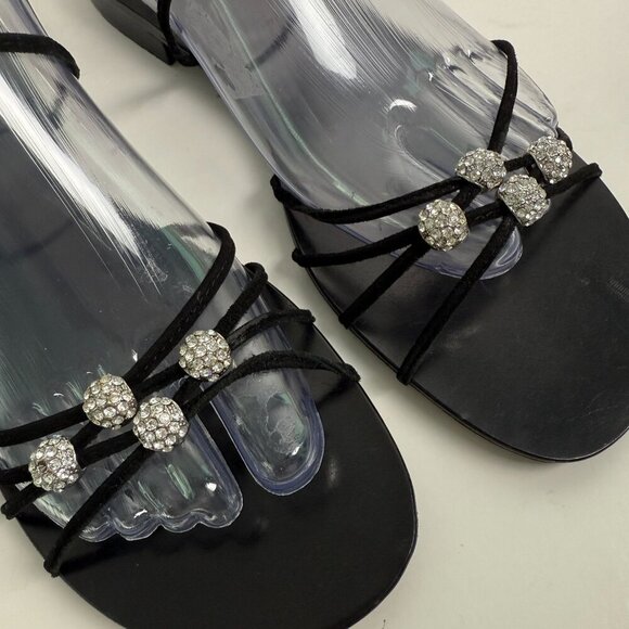 Pelle Moda Sandals Rhinestone Ankle Lace Up Black Size 7.5 - Picture 3 of 7